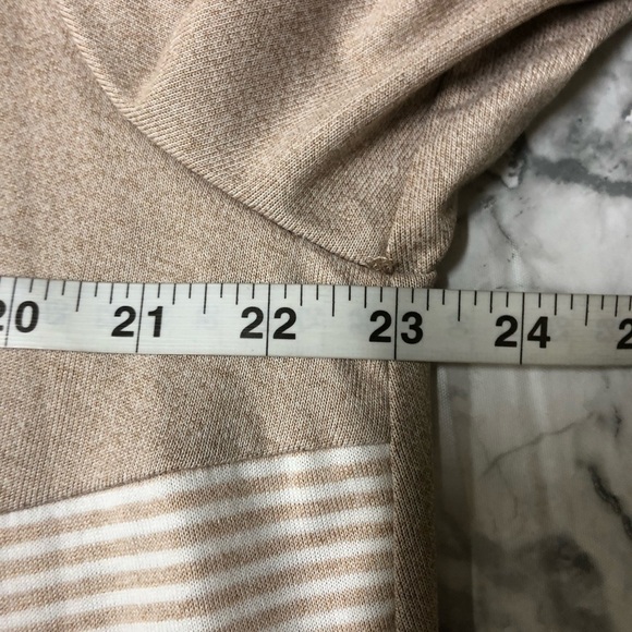 ALFRED DUNNER 3/4 Sleeve Lightweight Cardigan Open Front Beige Striped Sz L NWT - Picture 4 of 5